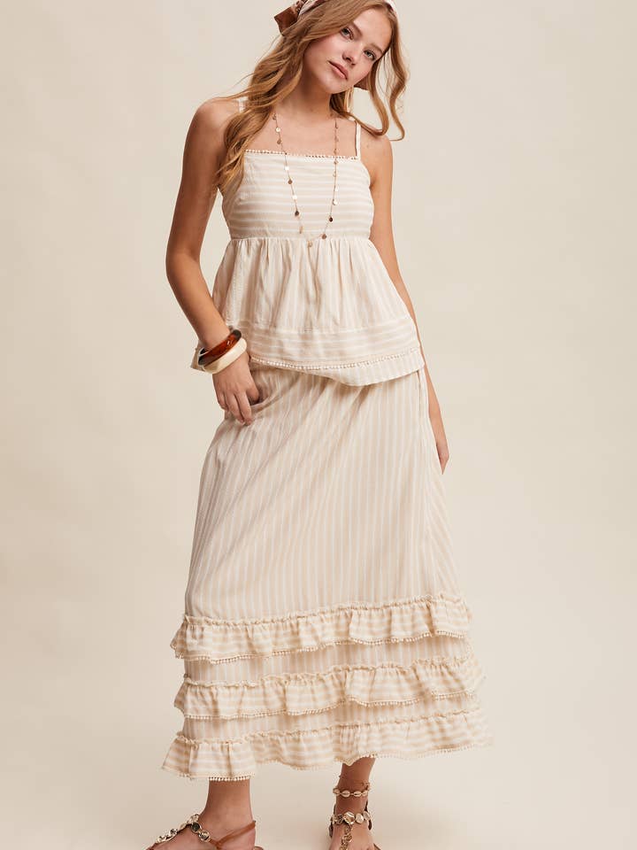 Conjunto de Dos Piezas con Volantes a Rayas LSET171 para venta al por mayor de Listicle