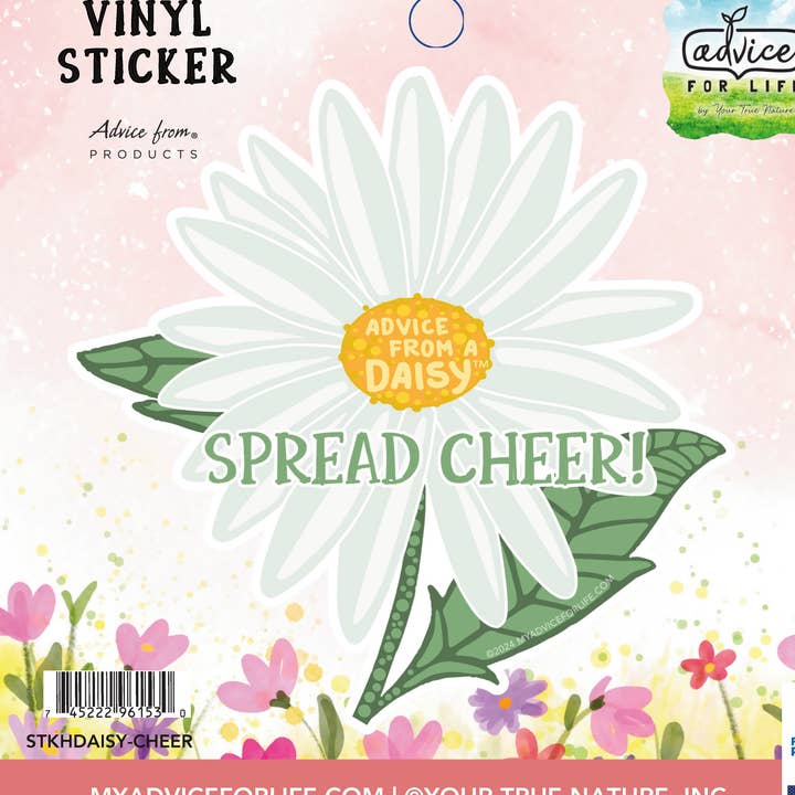 Conseil d'un autocollant suspendu à une marguerite pour la vente par Advice for Life by Your True Nature