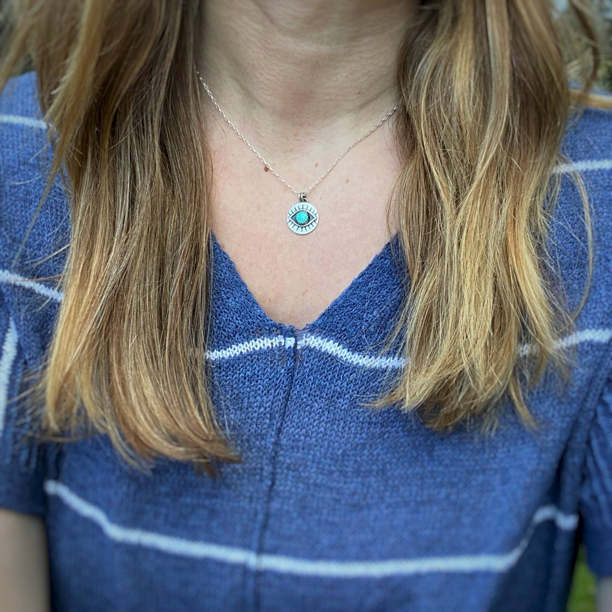 Blue and Blue - Wholesale Pendant/Charm Necklace - Eyeball Necklace - Turquoise2