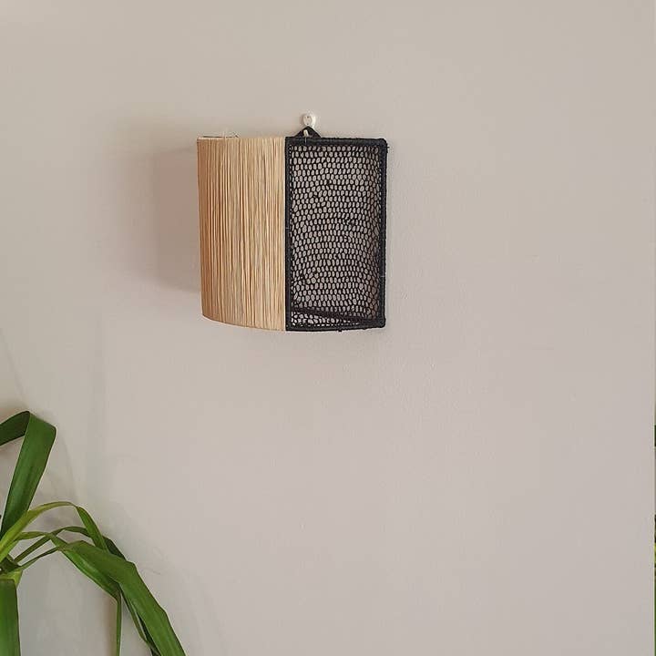 libitiishop – wholesale Lampett – Bohemisk flätad raffia vägglampa - Väggdekoration