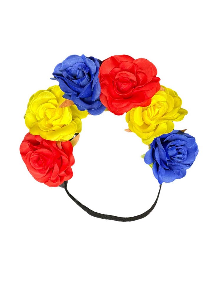 Stirnband mit Blumenkrone, inspiriert von der Flagge Ecuadors, Kolumbien, Venezuela für den Großhandel von vivianfongdesigns llc