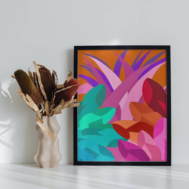 Wild botanicals art print | leafy poster | colorful leaves i for wholesale by Xenhome