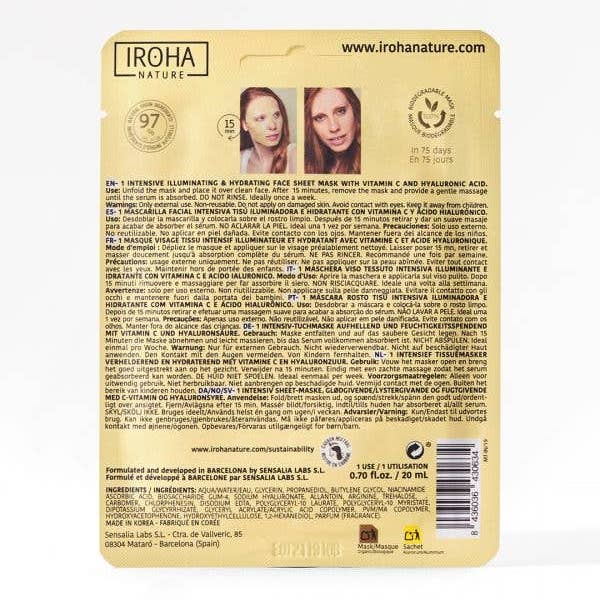 Iroha Nature - Wholesale Skincare Face Mask - Iroha Tissue Face Mask - Vit C + H.A. - Illuminating3