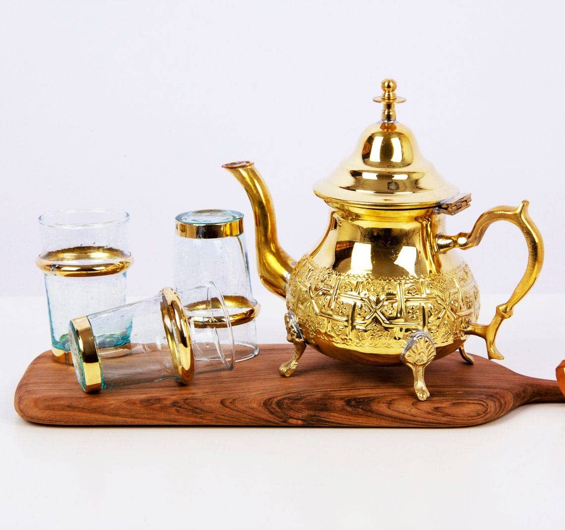 High crafty - Wholesale Tea Set - ✨ Hand-Engraved Brass Tea Set – Traditional Moroccan 9-Piece11