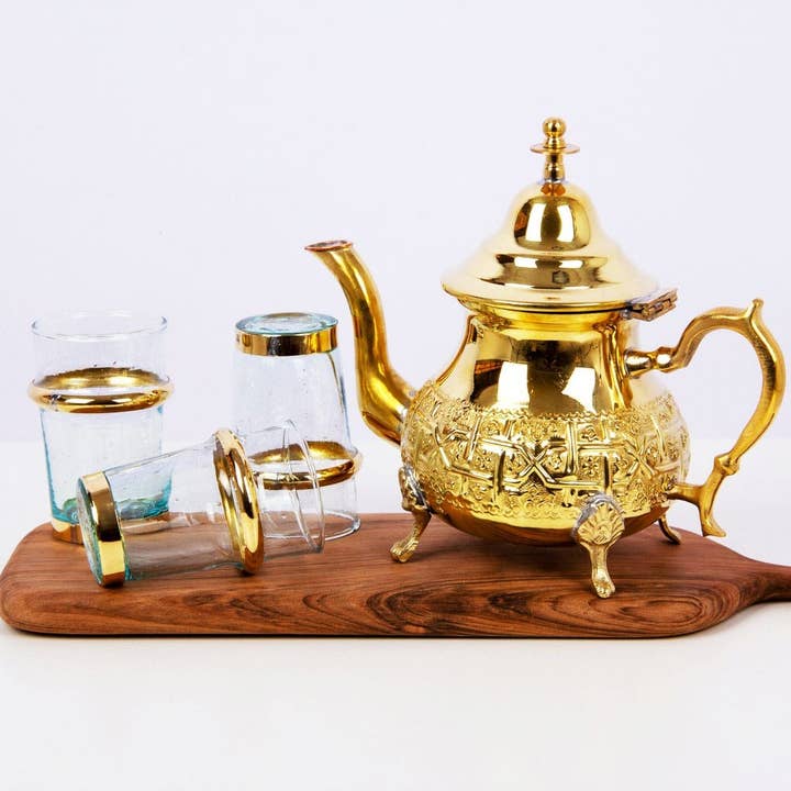 High crafty - Wholesale Tea Set - ✨ Hand-Engraved Brass Tea Set – Traditional Moroccan 9-Piece11