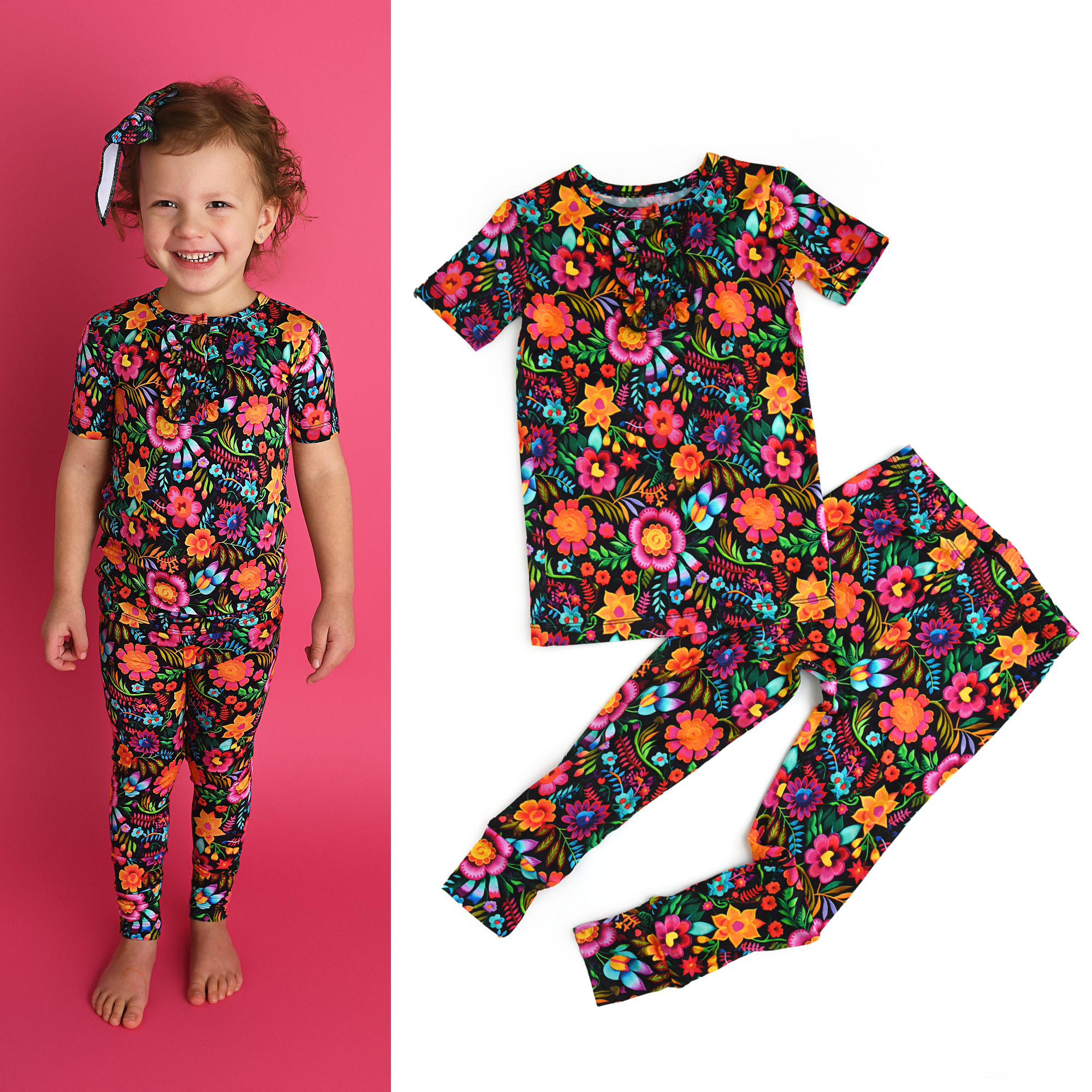 Gigi and Max - Wholesale Sleepwear Set - Kids - Bamboo Pajama Kids Clothing Sleepies Toddler 2PC Ruffle  Set Catalina 1