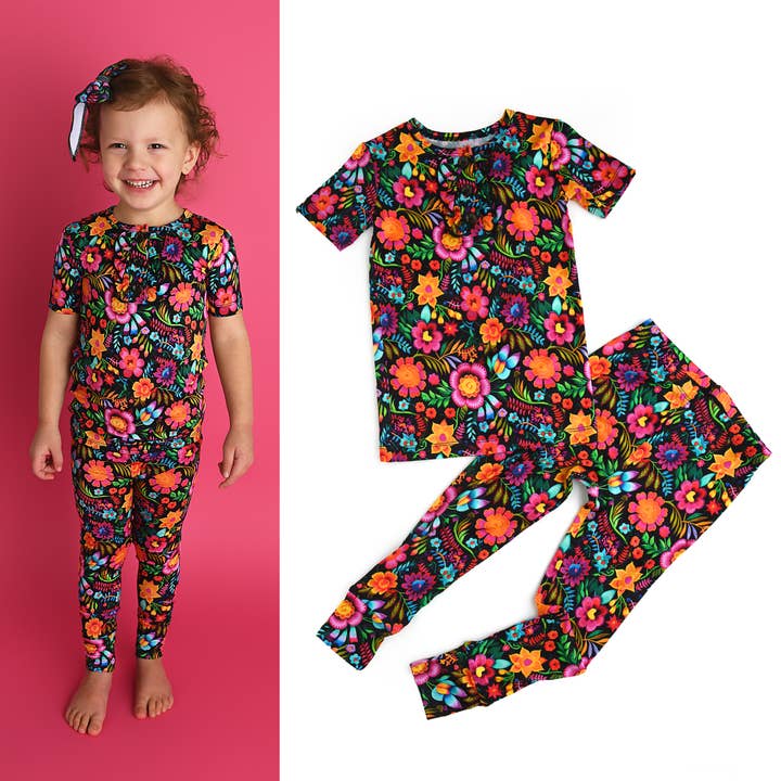 Gigi and Max - Wholesale Sleepwear Set - Kids - Bamboo Pajama Kids Clothing Sleepies Toddler 2PC Ruffle Set Catalina 1