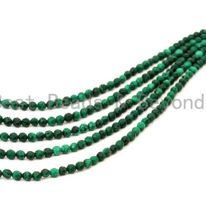 BestBeads&Beyond – wholesale Pärlor – BestBeads&Beyond Naturliga fasetterade runda malakitpärlor 2 mm, 3 mm, 4 mm, 39,4 cm hel tråd1