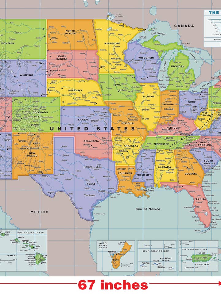 Oversized USA Laminated Wall Map for wholesale by Peter Pauper Press