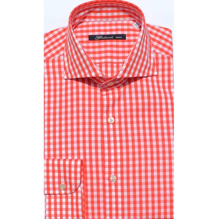 Men's shirt in 100% Vichy check cotton Made in Italy for wholesale by GHILARDI 1940, E. MECCI