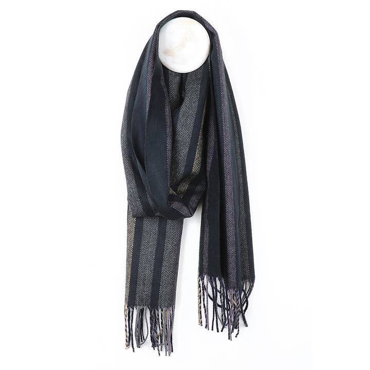 Grey Mix Herringbone Striped Scarf for Men
for wholesale by Peace Of Mind