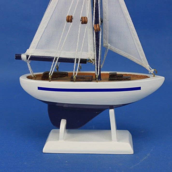 Hampton Nautical - Wholesale Ornament - Wooden Blue Sailboat Christmas Tree Ornament 9"