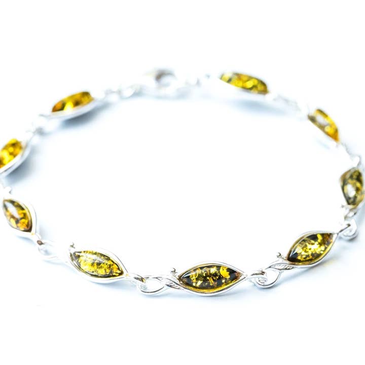 Green Amber Leaf Bracelet for wholesale by Baltic Beauty