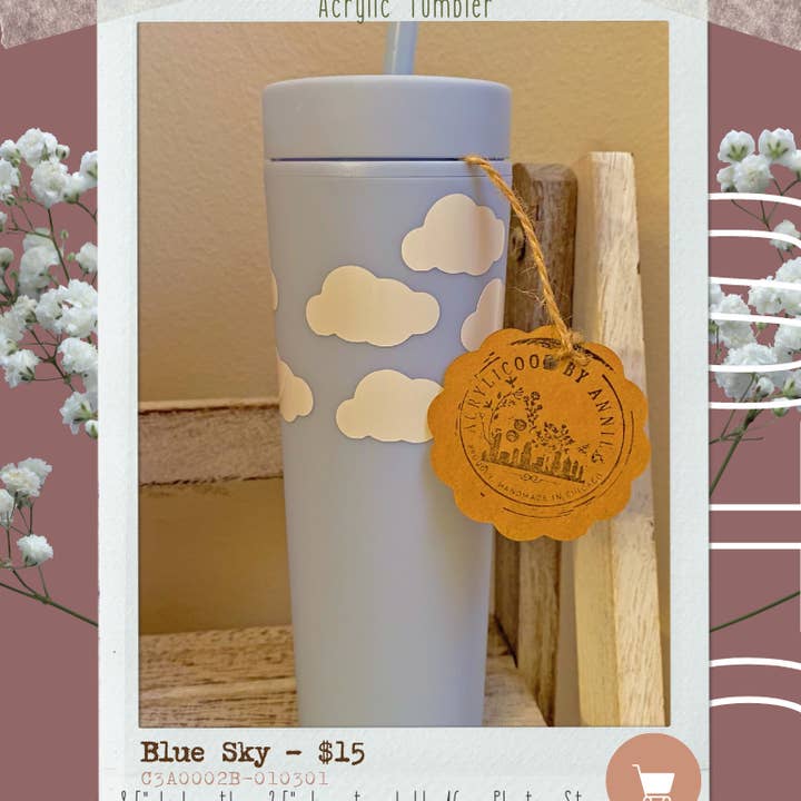 Blue Sky - akryl Tumbler for engroshandel hos Acrylicool by Annie