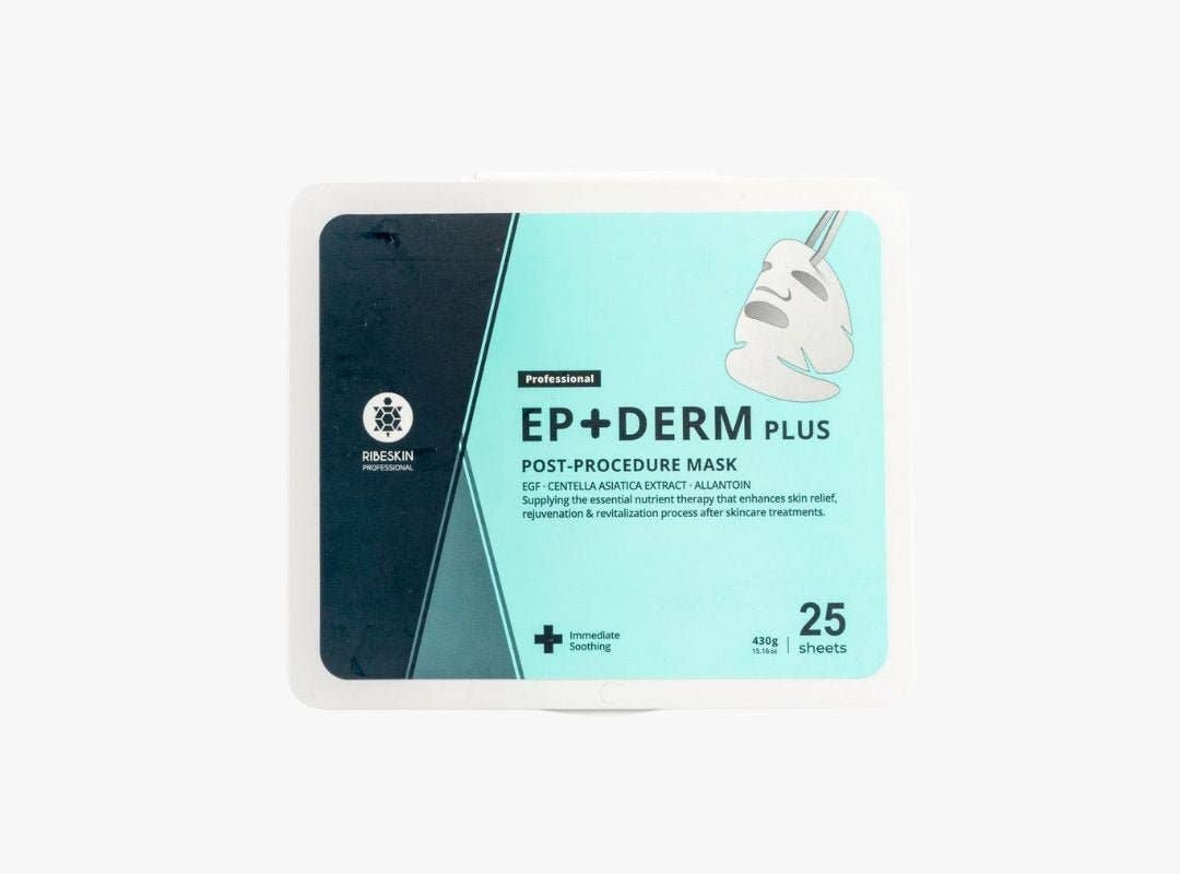 Spa Circle - Venta al por mayor Mascarilla - RIBESKIN® EP+DERM Plus Post-Procedimiento - 25 Mascarillas para Rostro + Cuello1