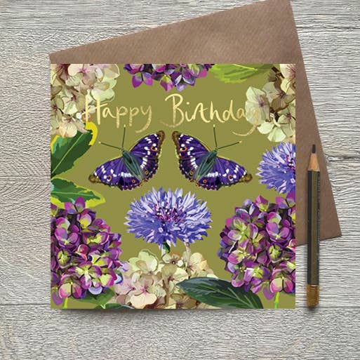 BF 08 - Foiled Happy Birthday Butterflies Greeting Card for wholesale by Sarah Kelleher