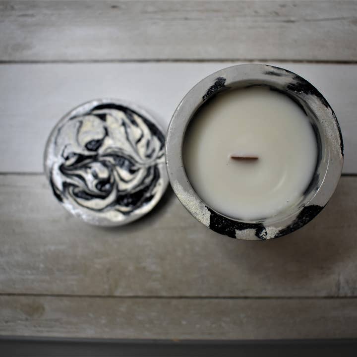 Nature's Love Product - Wholesale Jar/Filled Candle - Black and White Marble Candle1