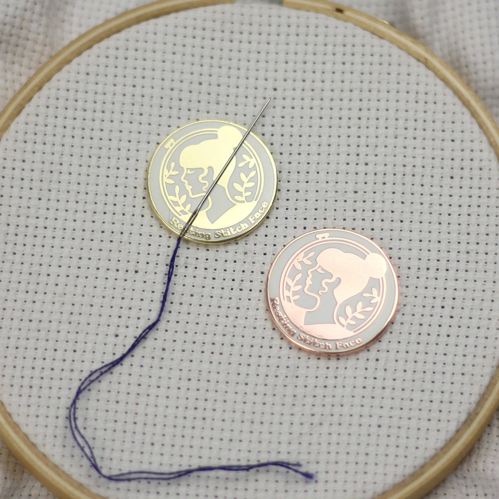 Snarky Crafter Designs - Wholesale Embroidery/Cross Stitch Supplies - Resting Stitch Face Yellow Gold Magnetic Needle Minder4