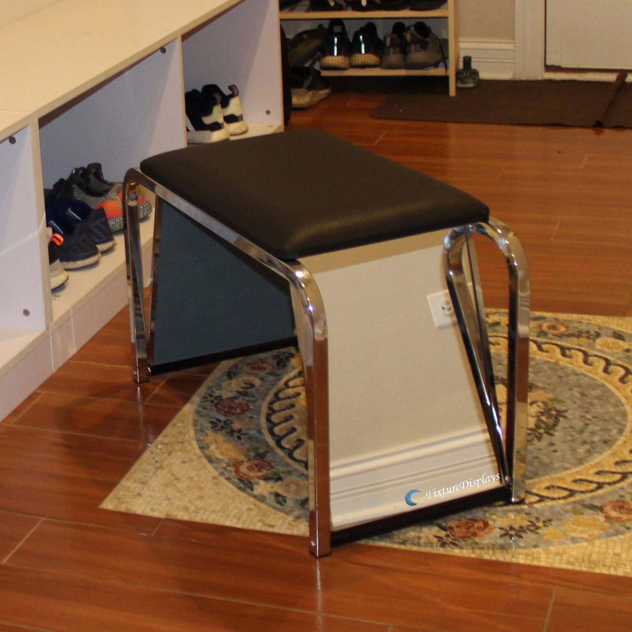 FIXTUREDISPLAYS – Banco por atacado – Banco de Prova de Calçado Almofadado com Espelhos 155893