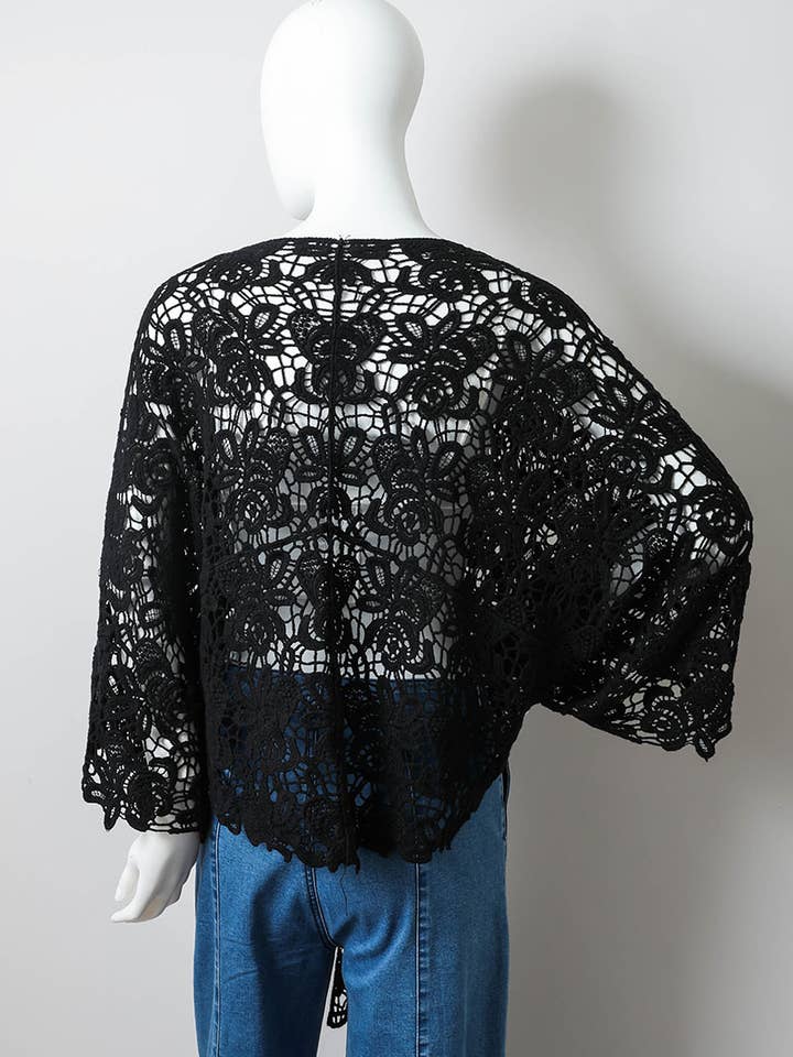 Leto Accessories - Wholesale Kimono - Women's - Crochet Floral Petal Kimono Wrap 🌼