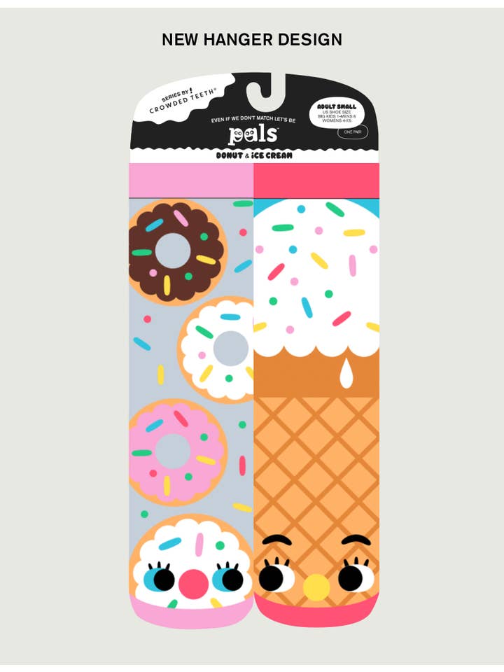 Pals Socks - Wholesale Socks - Unisex - Donut & Ice Cream Mismatched Adult Socks