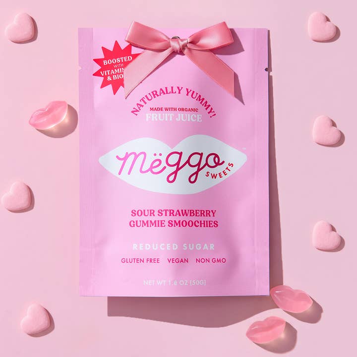 Sour Strawberry Gummie Smoochies for wholesale by Meggo Sweets