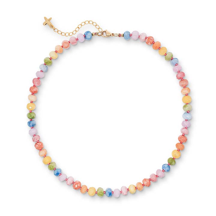 Multicoloured Pastel Jade Stone Natural Beaded Necklace for wholesale by XUXA