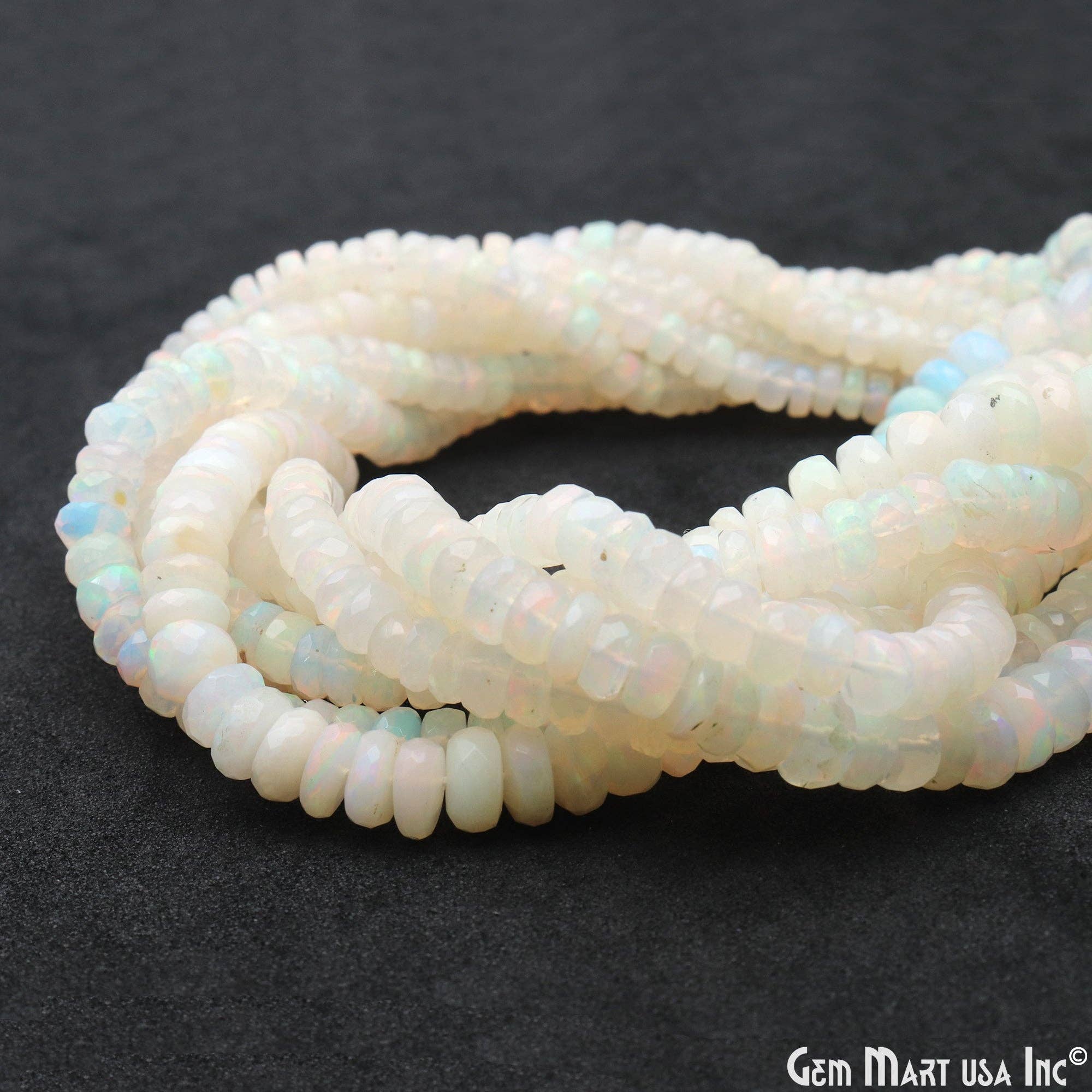 GemMartUSA - Vente Perle - Perles rondelles en opale, fil de pierres fines naturelles de 33 cm, 4-5 mm9