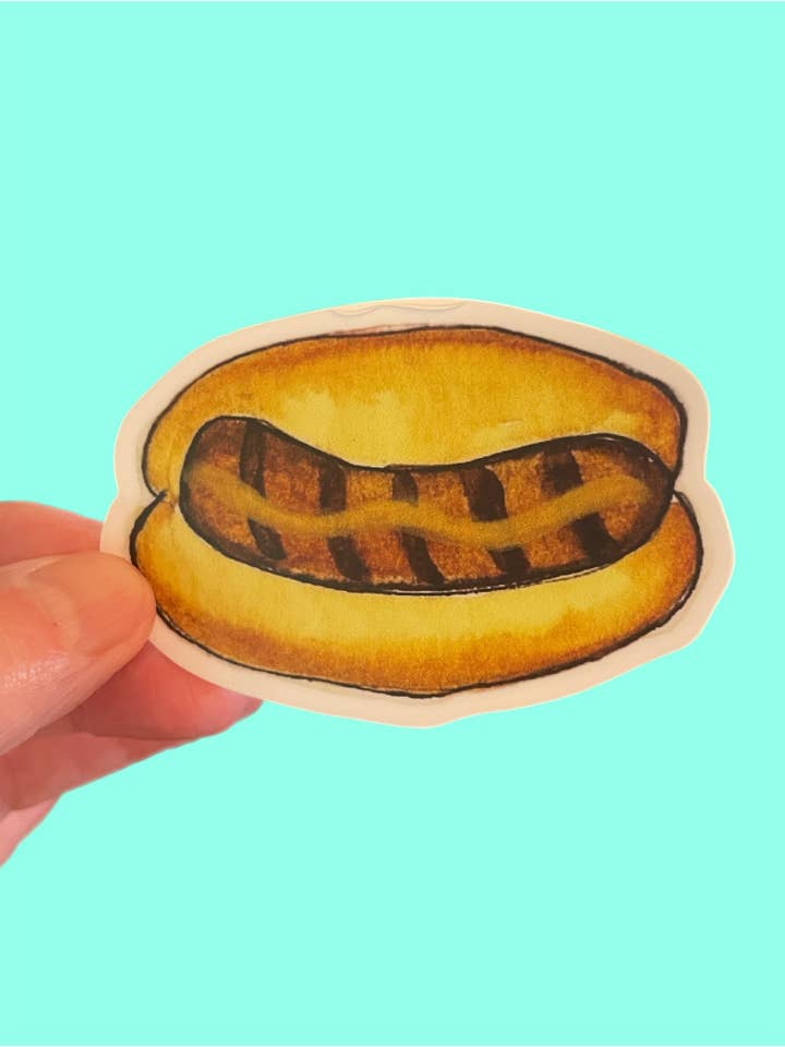 Bratwurst/Hot Dog Sticker for wholesale by Cathy Stratton Art