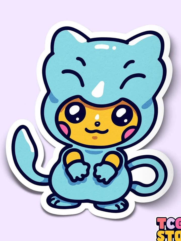 Pikachu Poncho: Mew Skinnende Pokémon Klistermærke for engroshandel hos TCG.Store - TCGDOTSTORE