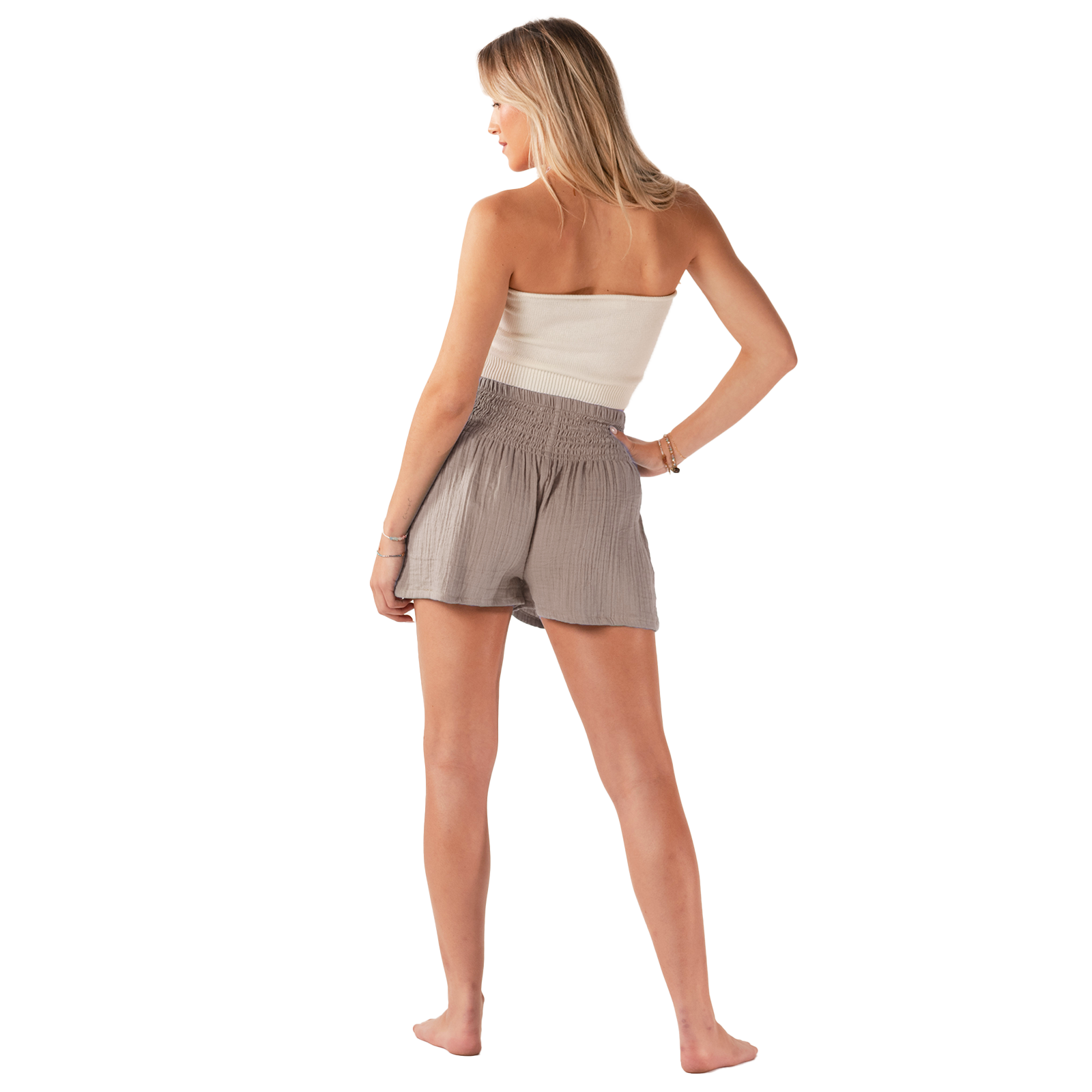 Lotus and Luna - Venta al por mayor Pantalones cortos - Mujer - Pantalones cortos de algodón piedra3