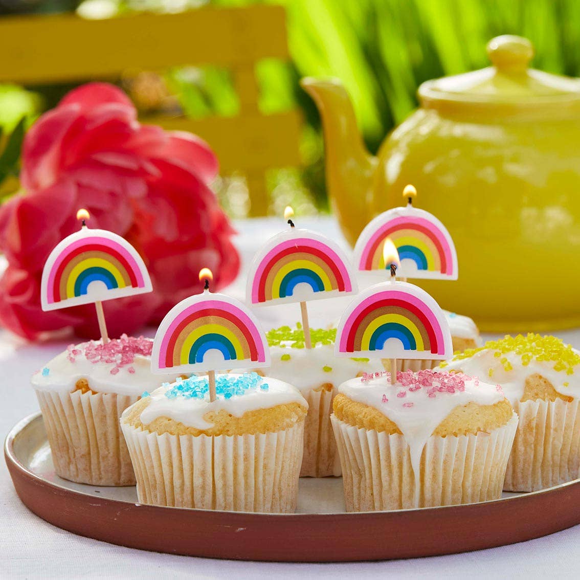 Talking Tables UK – wholesale Cake candle – Rainbow Brights Rainbow Shaped Candles - 5 Pack3