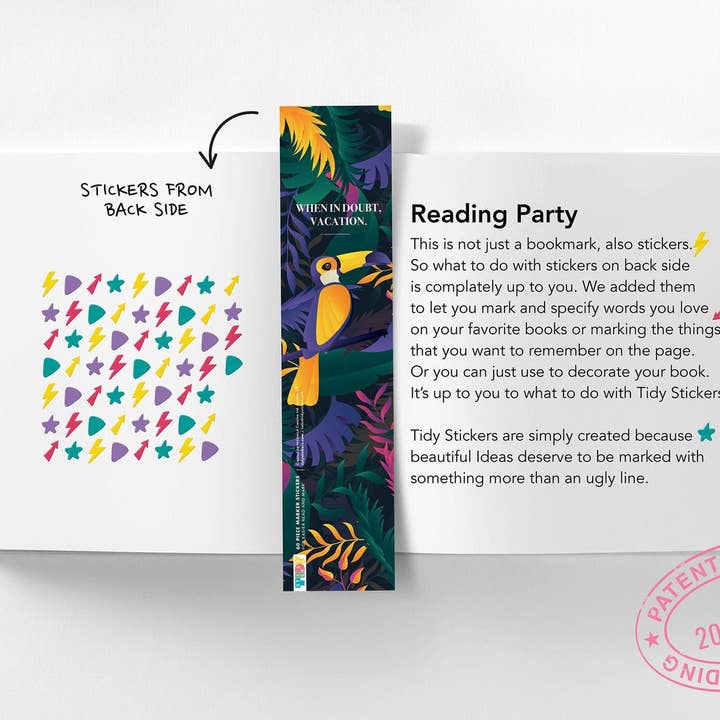 adesivi di illustrazione tropicale aggiunti al segnalibro per la vendita all'ingrosso da parte di Tidy Stickers