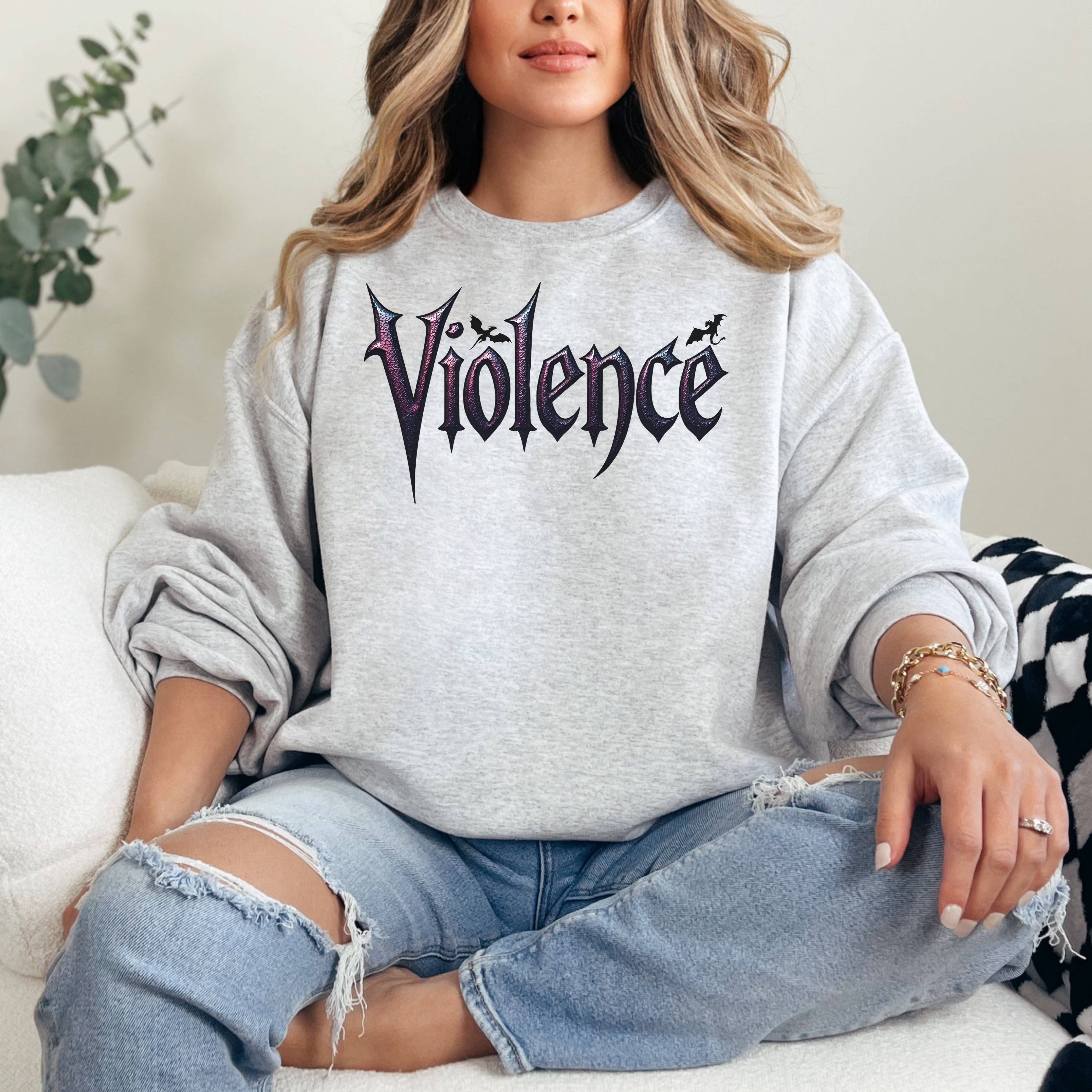 MagicMerchEmporium - Wholesale Graphic Sweatshirt - Women's - "Violence" Graphic Sweatshirt0