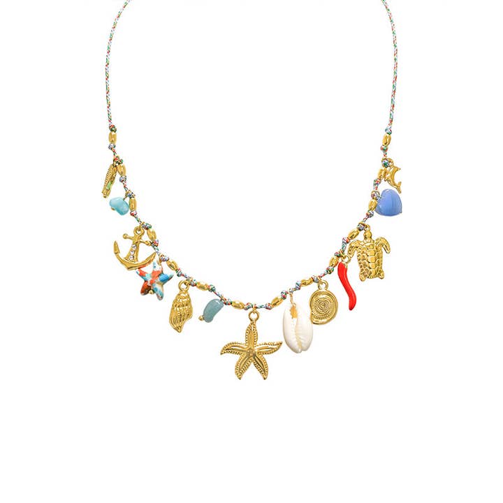 AMORINO SRL - Vente Colliers à pendentif - Collier à fil coloré avec pendentifs marins - YNK241504B4