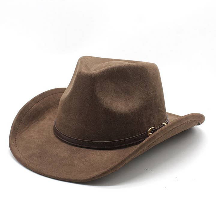 ACCITY - Wholesale Cowboy Hat - Unisex - SUEDE HAT WITH LEATHER BELT WESTERN COWBOY HAT_CWAH2513