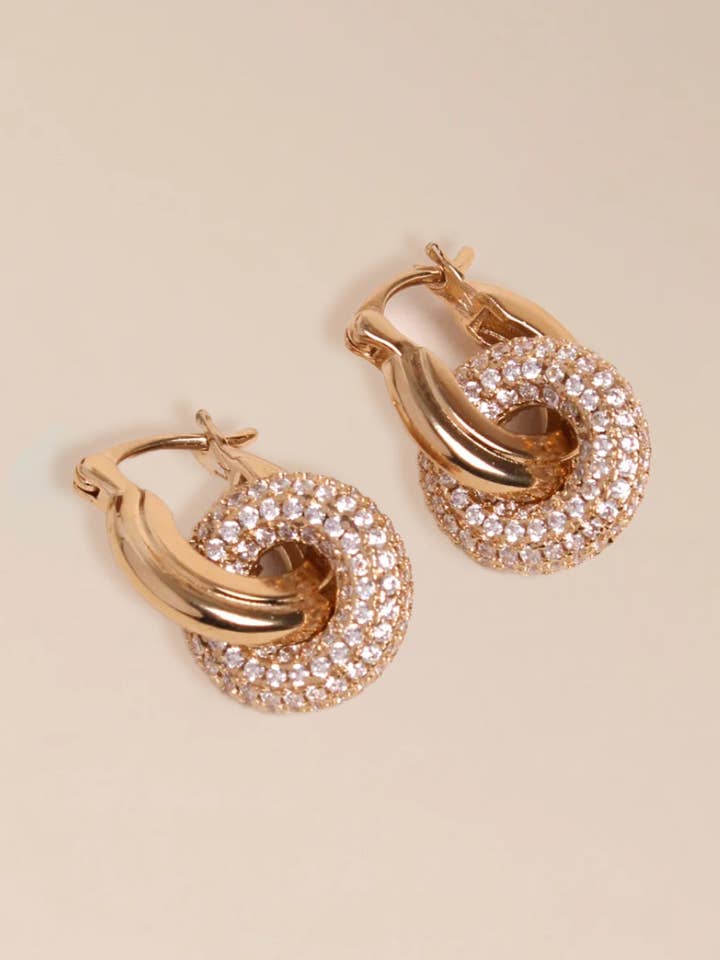 Luna øreringe med glat ring og aftagelig zircon-donut for engroshandel hos Waekura