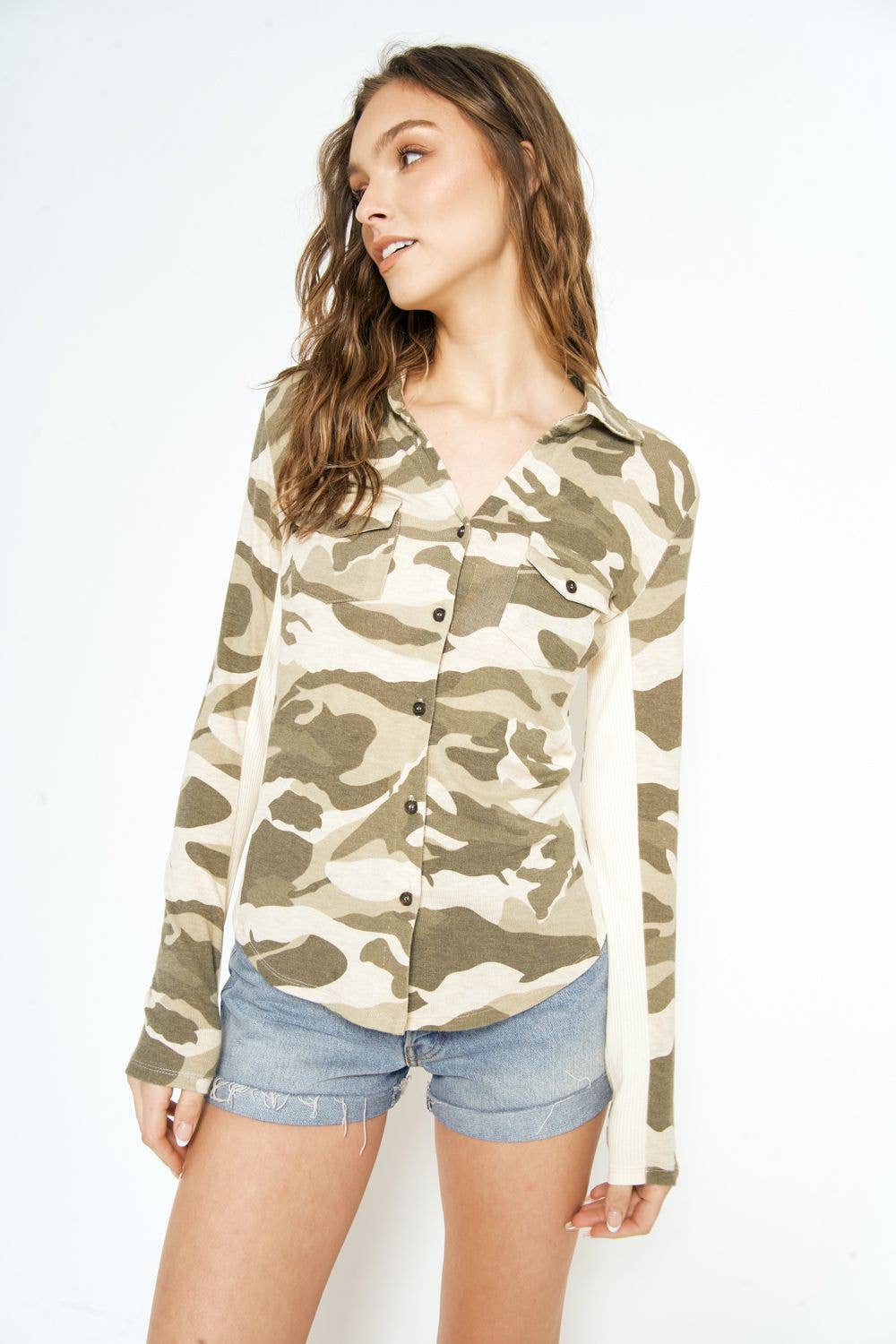 Mystree - Wholesale Button Down Shirt - Women's - 20152 Camo Print Shirt15