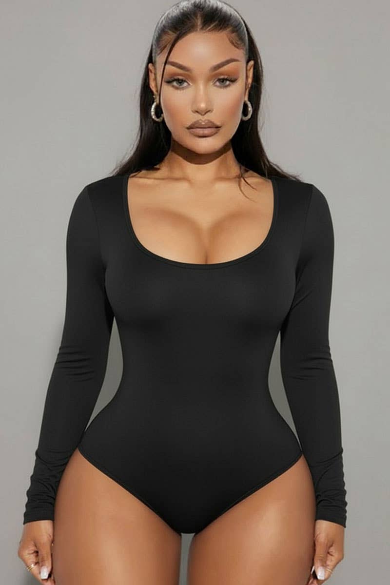 CAPELLA APPAREL - Wholesale Bodysuit - Women's - Scoop Neck Solid Long Sleeve Bodysuit0