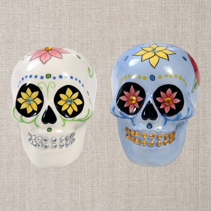 Pacific Trading – Galheteiro por atacado – Conjunto de Saleiro e Pimenteiro de Caveiras do Dia dos Mortos