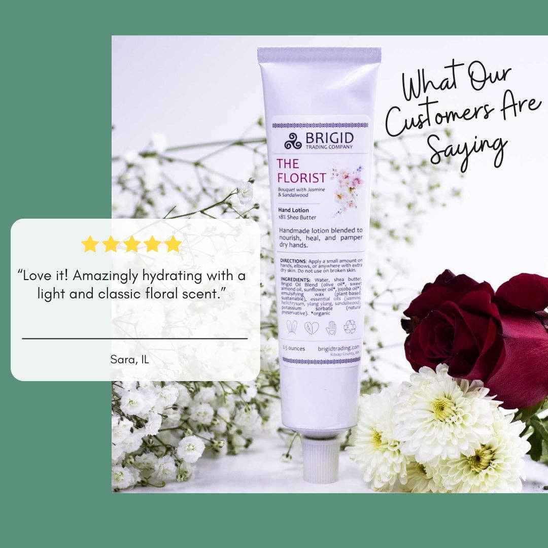 Brigid Trading Company - Vendita all'ingrosso Crema/lozione mani - Lozione Mani Naturale del Fioraio - Gelsomino, Ylang Ylang, Elicriso e Sandalo7