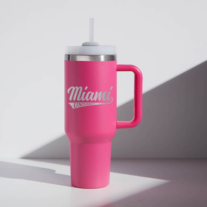 40 oz Script "Miami" Insulated Tumbler with Handle for wholesale by We Are The Ripple
