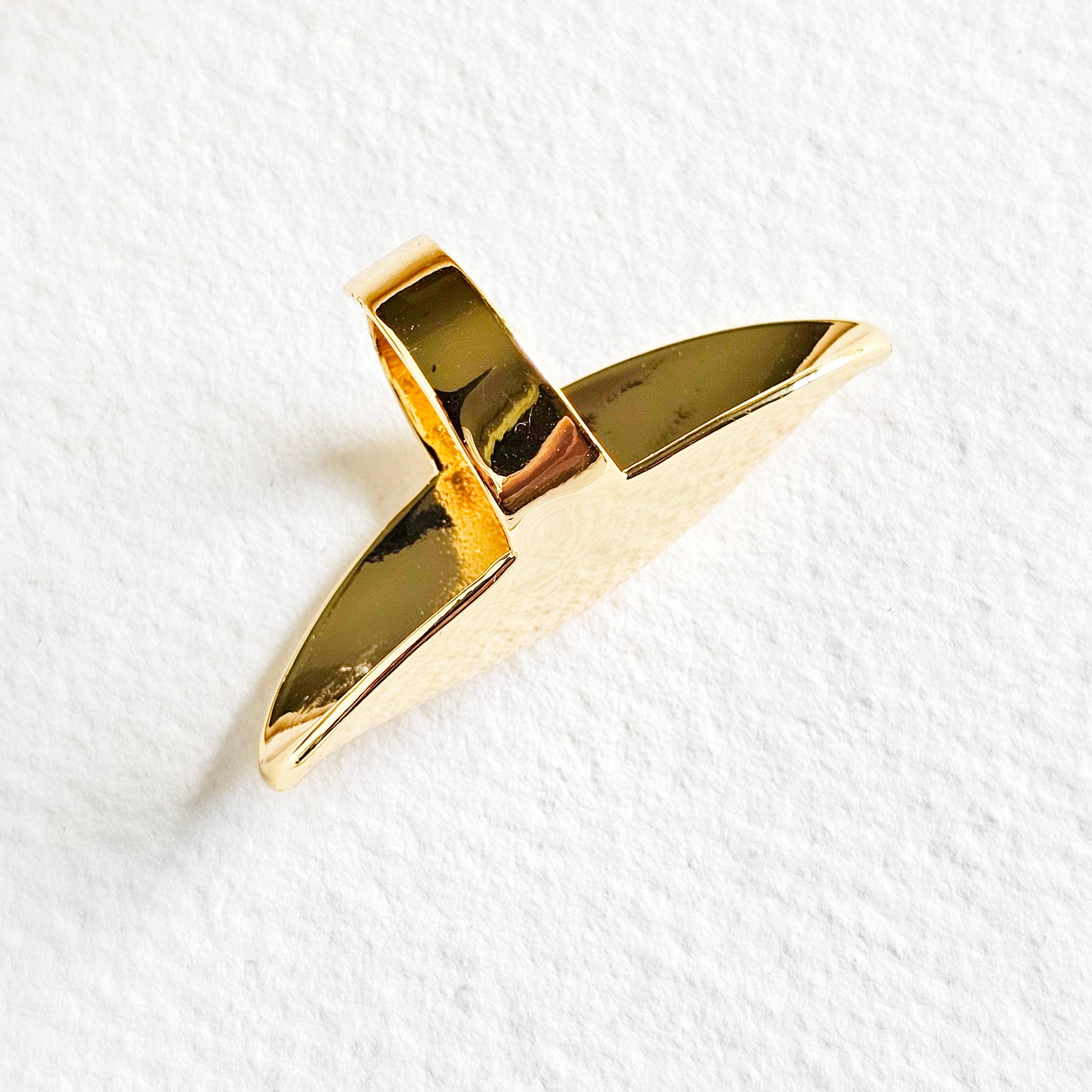 Bisjoux - Wholesale Cocktail/Statement Ring - 18k gold plated big armor long  bold ring   3