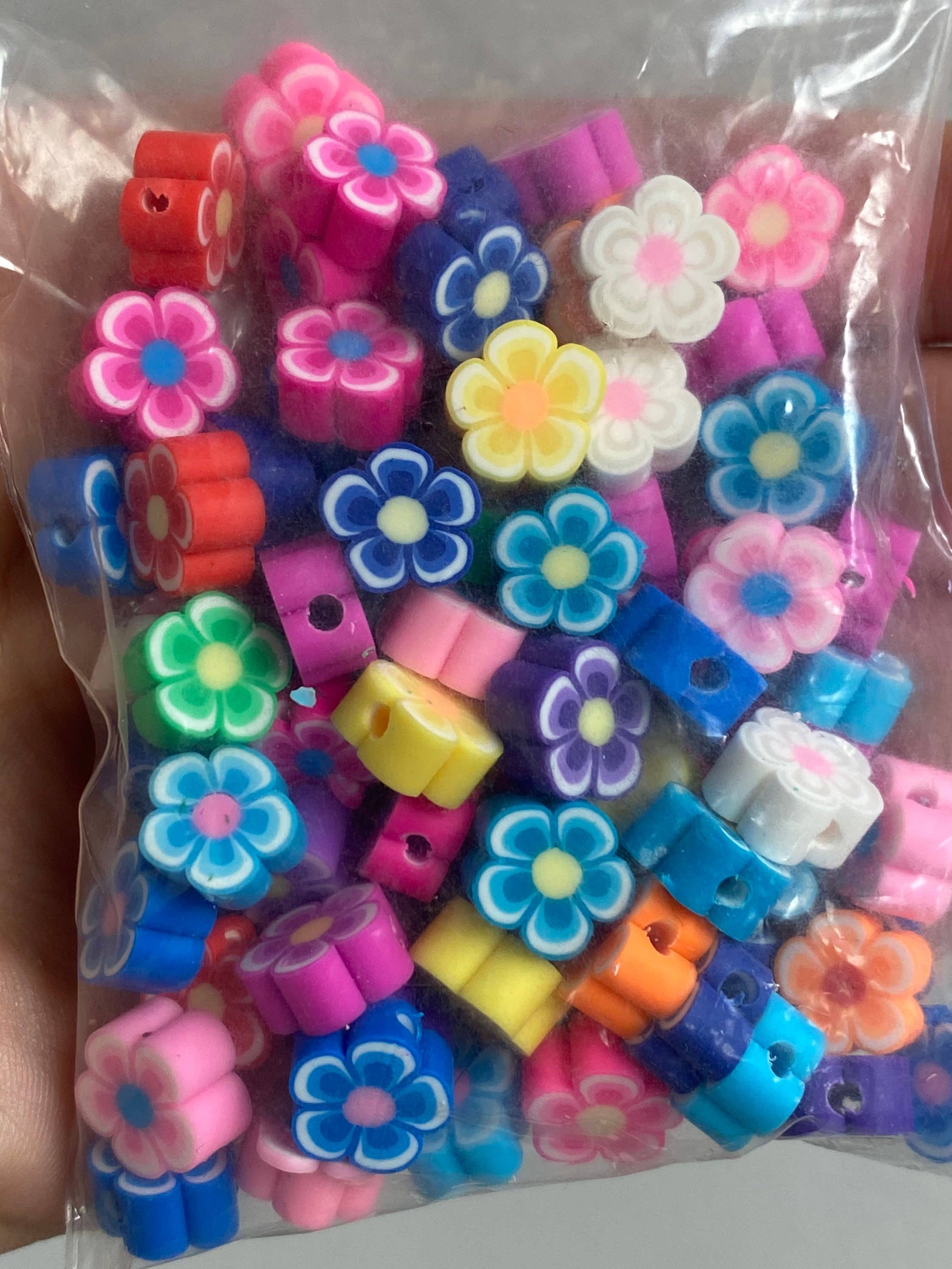The Bead Bazaar - Wholesale Beads - 100 Bright Flower Beads, 90's Boho Accent Flower Beads, Colo3