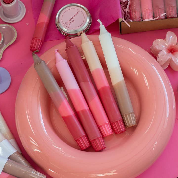 Nordtrice – Großhandel Konische Kerze/Kerzenhalter – Spitzkerzen, Spring Nude Decor Strawberry Mix, 5 Stück