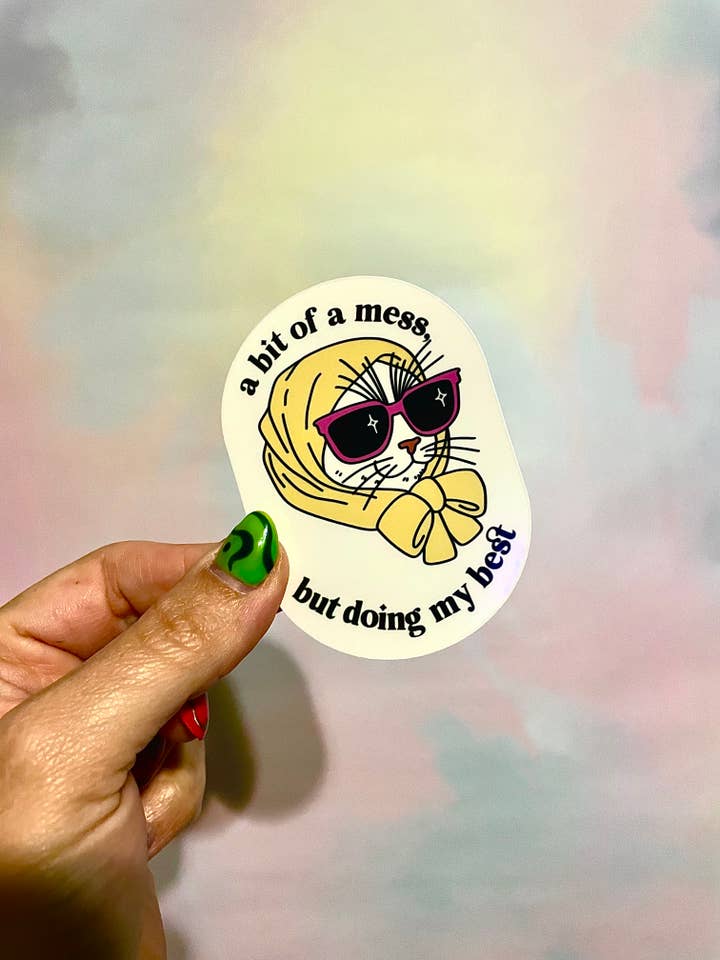 Fancy Kitty Cat sticker for wholesale by Steele Creative Co