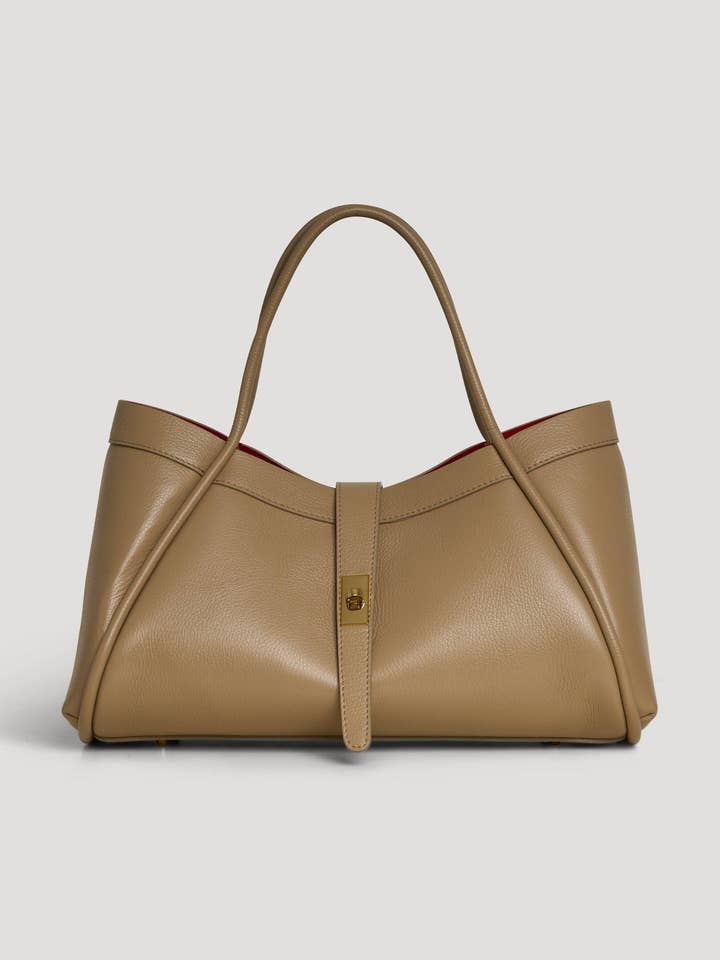 Borsa Mayfair in Pelle Togo Taupe for wholesale by Prestige Milano