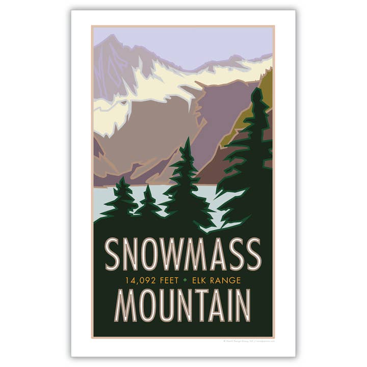 Snowmass Mountain, Colorado - Colorado 14er - Posters for wholesale by Travel Posters by M&W Design Co.