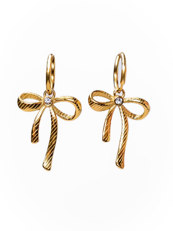 My Sister's Cottage | Waterproof | Bow Huggie Earrings for wholesale by My Sister's Cottage