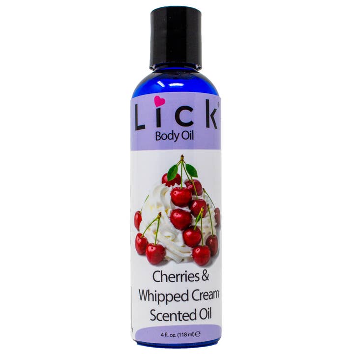 Lick Cherries and Whipped Cream Scented Body Oil for wholesale by Lick
